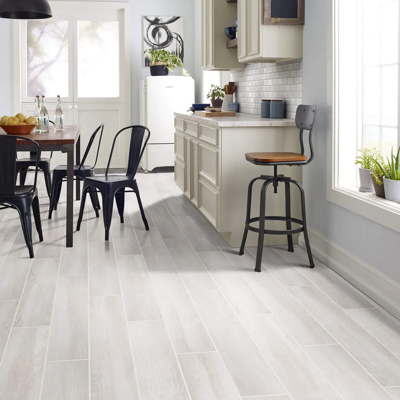 Shaw Floors light wood look tile in a kitchen | Fantastic Floors