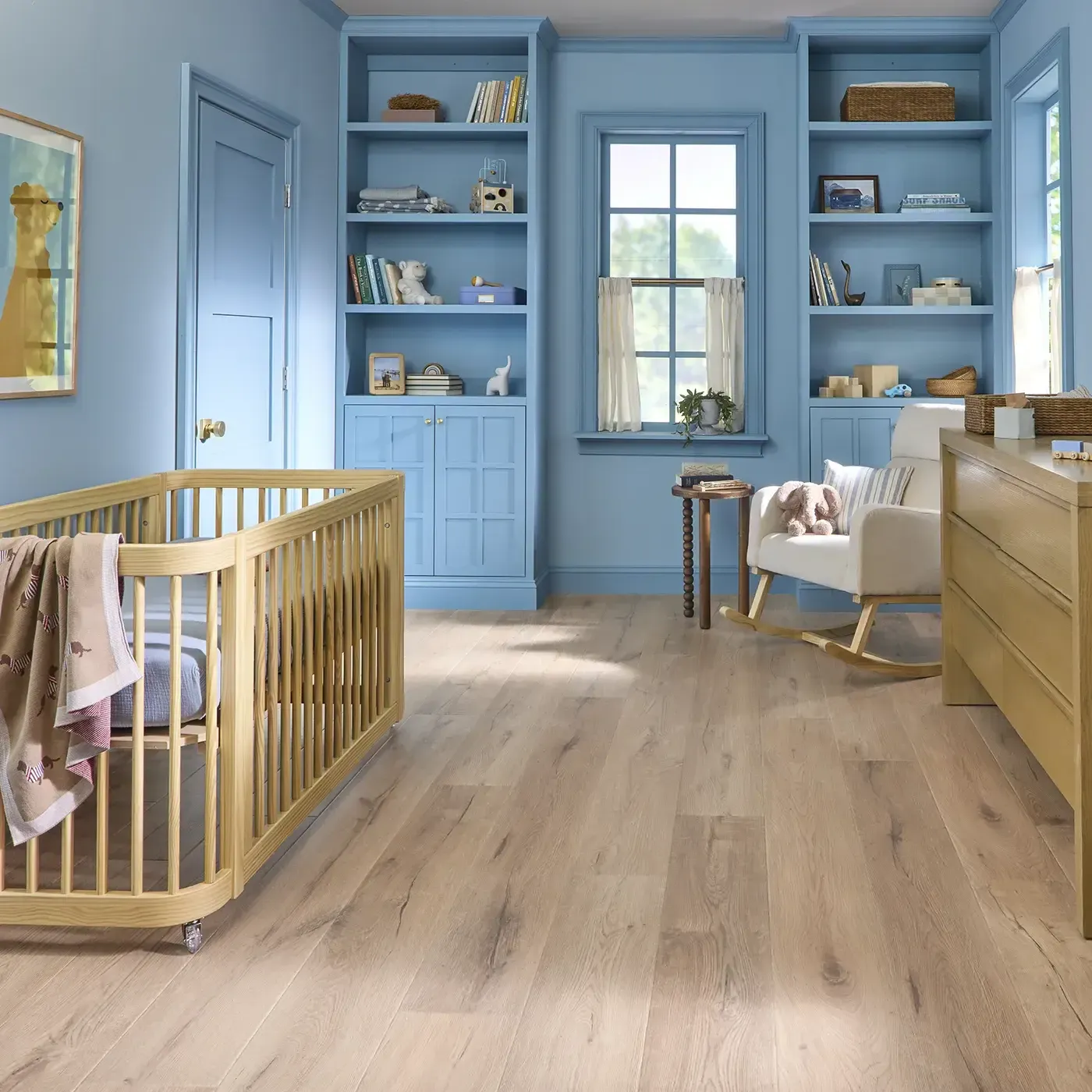 COREtec Luxury Vinyl in a light natural wood color in a child's bedroom | Fantastic Floors