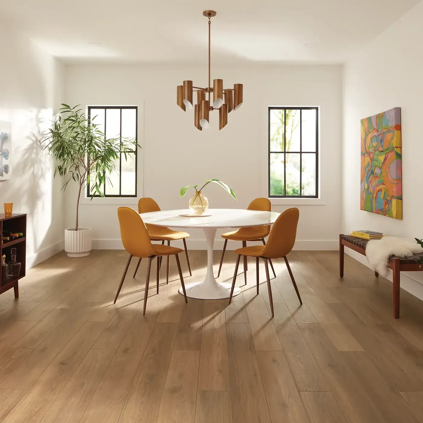 COREtec Luxury Vinyl in a warm light brown wood | Fantastic Floors